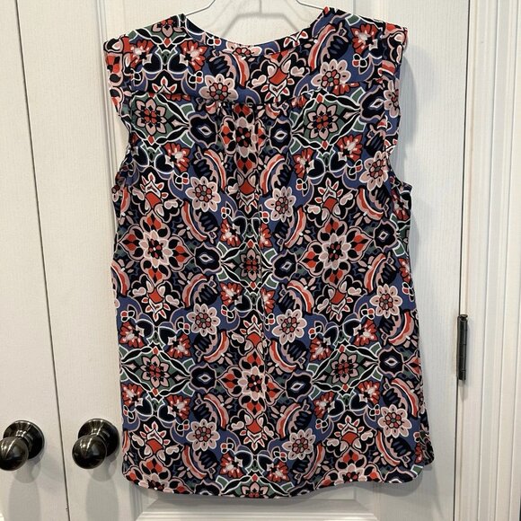 Loft Women’s Multicolor Floral Sleeveless Button Detail Front Top - Picture 2 of 7